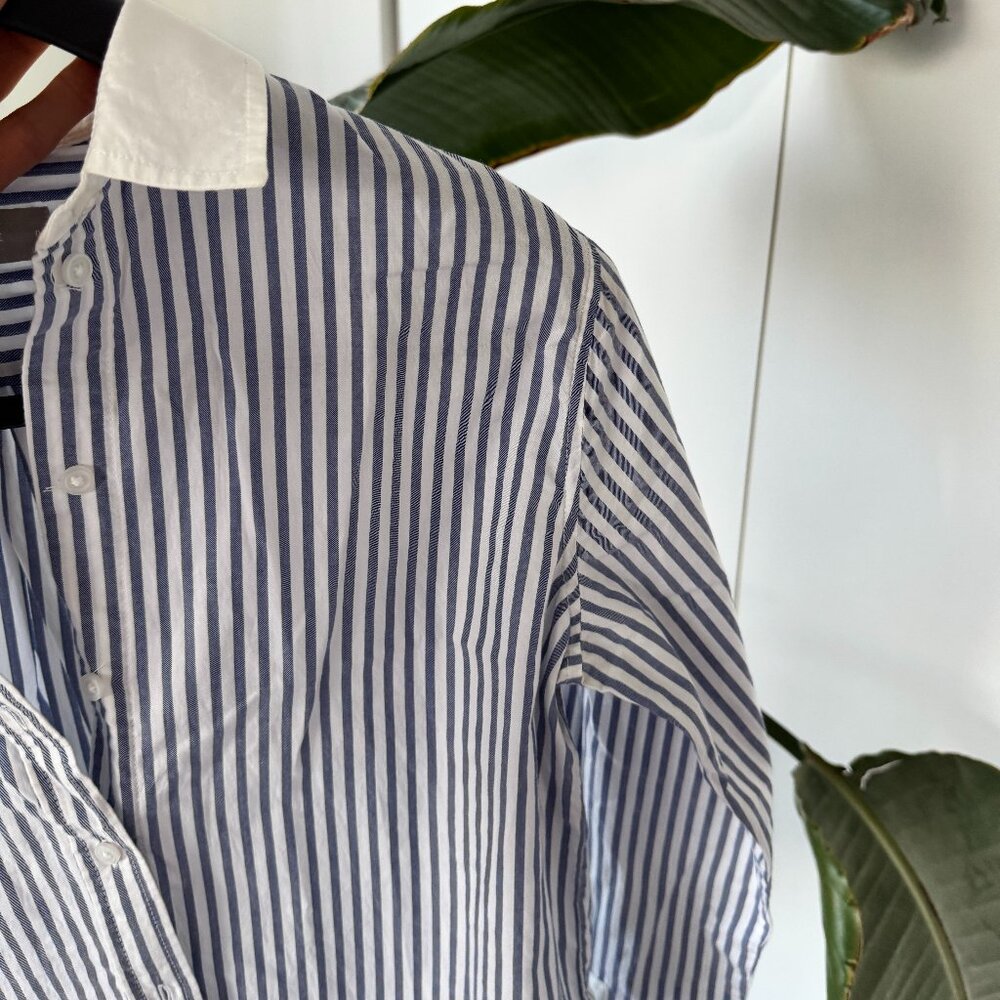 Everlane relaxed Cotton Shirt Blue Stripe Button up down Top size 0 XS